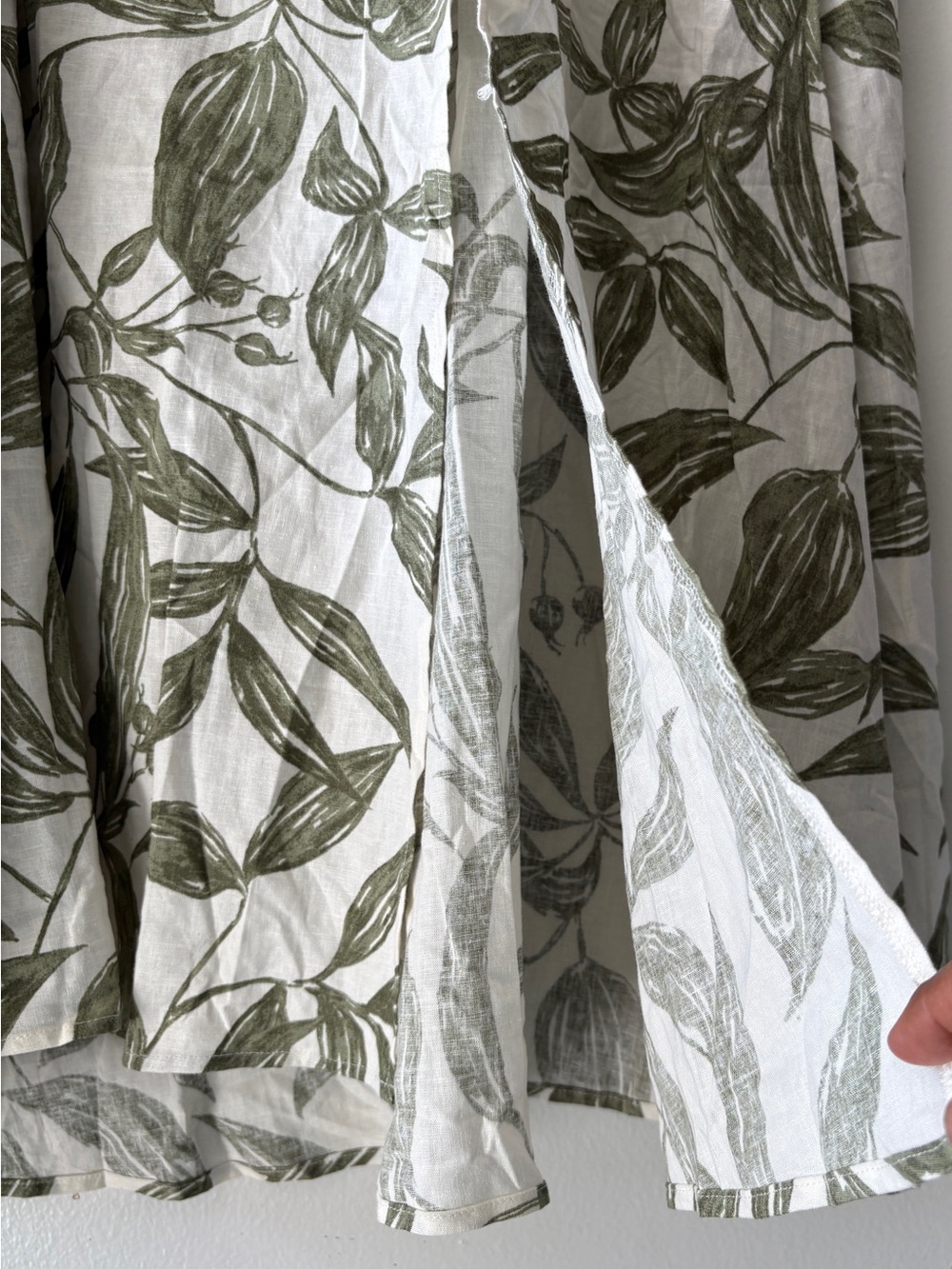 Reitmans Linen-Blend Midi Skirt Set Green Leaf Pattern High Side Slit Size XXL - Picture 9 of 16